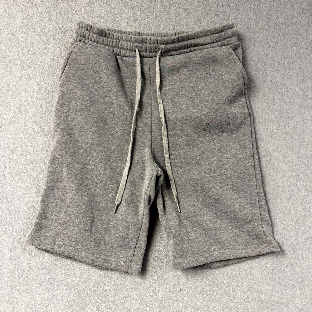 Shosho Kids Heather Grey Fleece Sweat Shorts Thick Drawstring Pockets Size Large